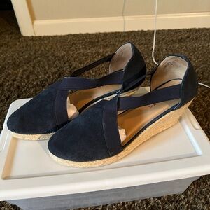 Talbots Dark Blue Espadrille Wedge Shoes
